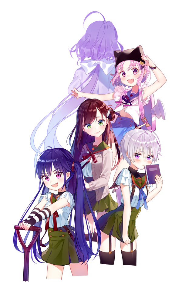 ebisuzawa kurumi, takeya yuki, wakasa yuuri, naoki miki, and sakura megumi (gakkou gurashi!) drawn by dajyu