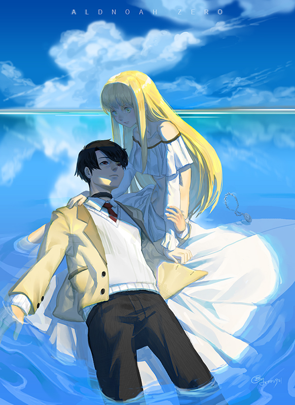 kaizuka inaho and asseylum vers allusia (aldnoah.zero) drawn by b.c.n.y.