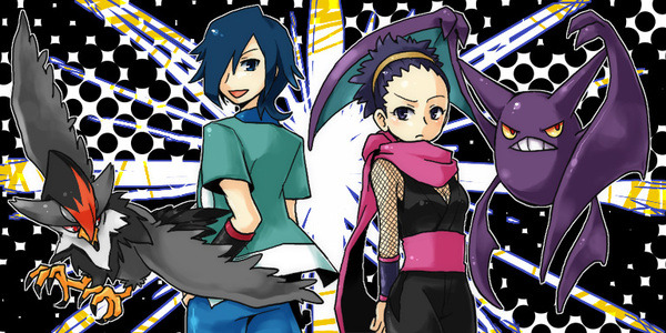 crobat, falkner, staraptor, and janine (pokemon and 1 more) drawn by miuta