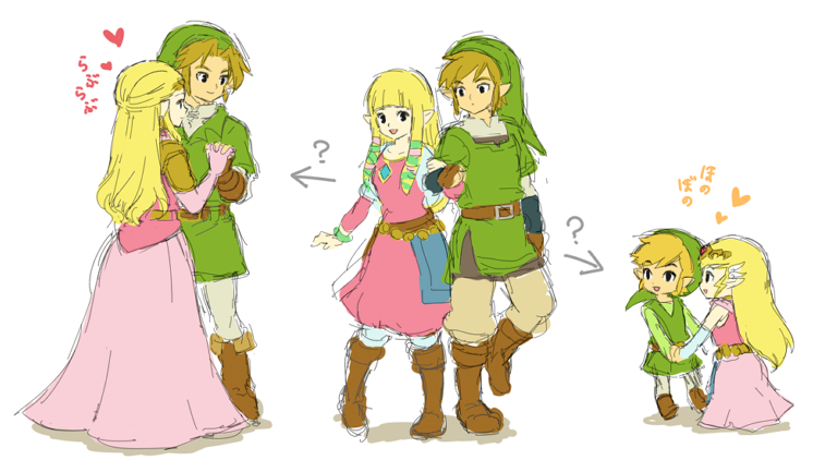 link, princess zelda, toon link, and toon zelda (the legend of zelda and 3 more) drawn by mutsuki_kaya