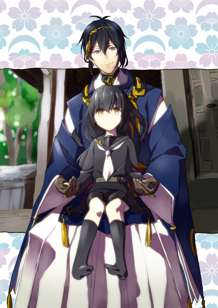 mikazuki munechika and mikazuki (kantai collection and 1 more) drawn by c_(sizunco)