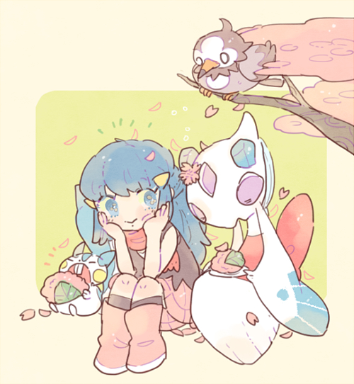 dawn, pachirisu, froslass, and starly (pokemon and 1 more) drawn by katiko