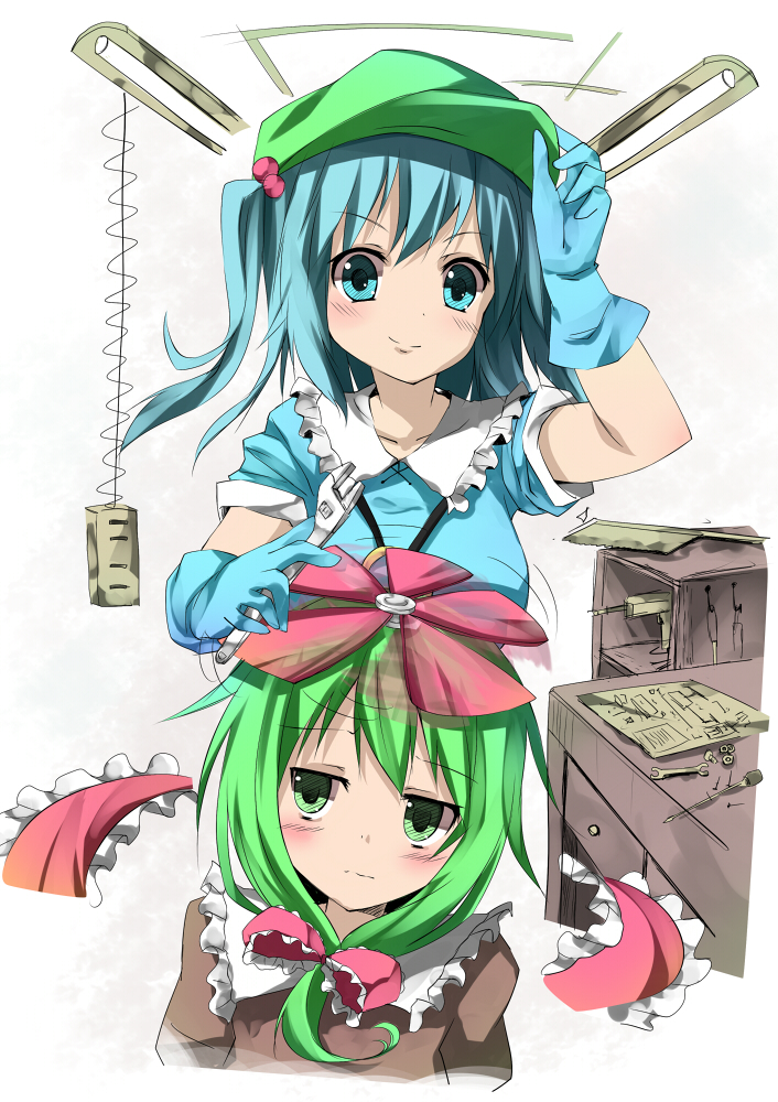 kawashiro nitori and kagiyama hina (touhou) drawn by nironiro