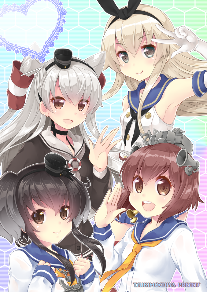 shimakaze, amatsukaze, yukikaze, and tokitsukaze (kantai collection) drawn by tsukimochikuriko_(tsukimochi_k)