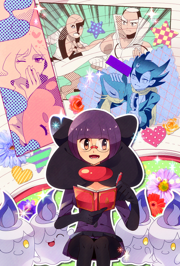 litwick, grimsley, caitlin, shauntal, musharna, and 3 more (pokemon and 1 more) drawn by pohe