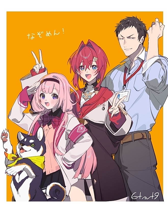 ange katrina, suo sango, yashiro kizuku, and kuroi shiba (nijisanji) drawn by 6tnut9