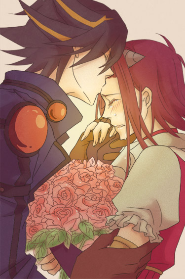 fudo yusei and izayoi aki (yu-gi-oh! and 1 more) drawn by sokeri