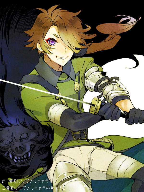 shishiou, ishikirimaru, and shishiou no mofumofu (touken ranbu) drawn by zuwai_kani