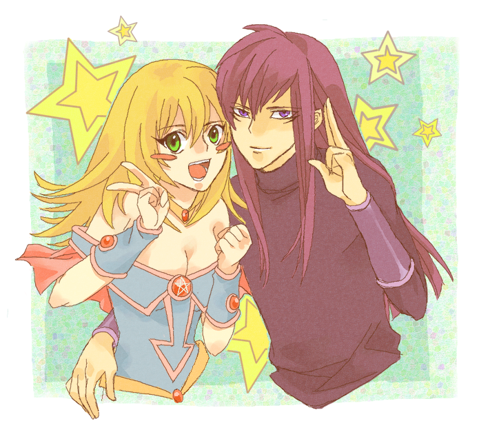 dark magician girl and dark magician (yu-gi-oh!) drawn by aaya_(magico3408)