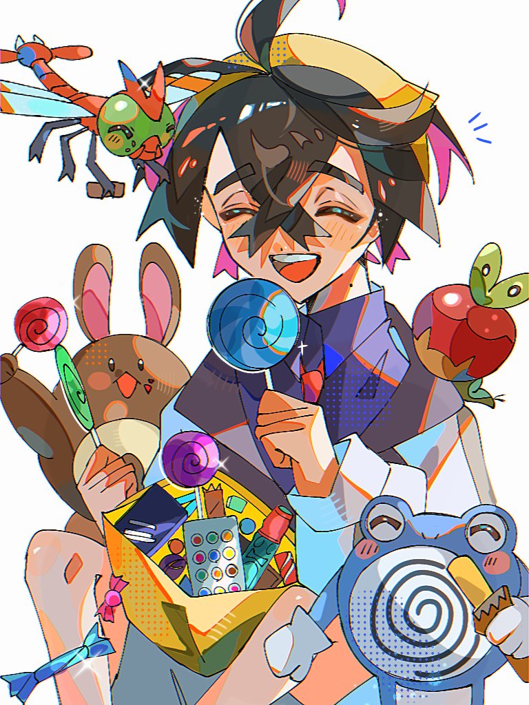 kieran, applin, sentret, poliwhirl, and yanma (pokemon and 1 more) drawn by hami_(3hm6gebdf619771)