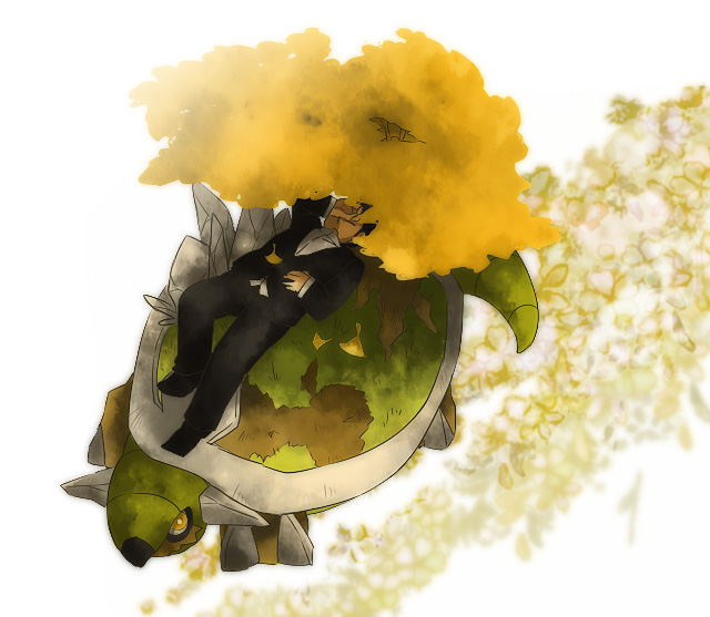 giovanni and torterra (pokemon) drawn by sun-baby