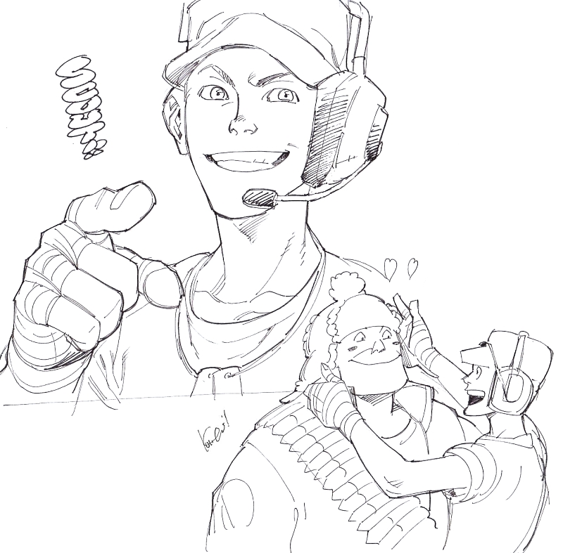scout and heavy (team fortress 2) drawn by kotteri