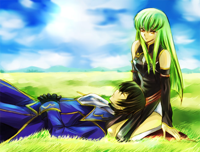 c.c., lelouch vi britannia, and zero (code geass) drawn by koromo_(kinu)
