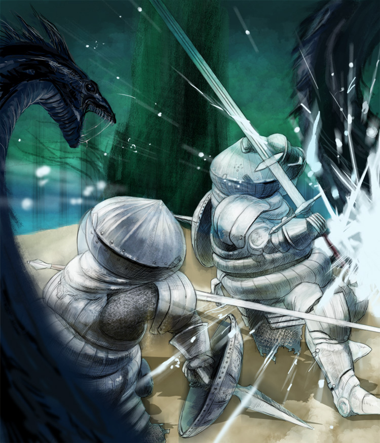 siegmeyer of catarina and sieglinde of catarina (dark souls and 1 more) drawn by nukotama