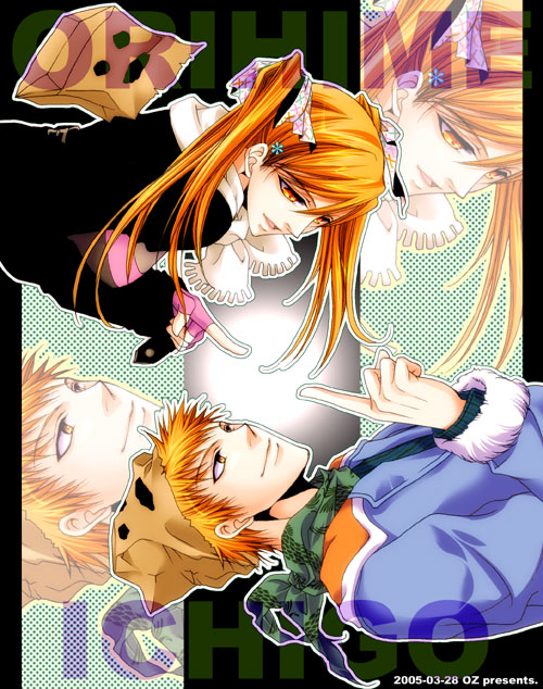 inoue orihime and kurosaki ichigo (bleach) drawn by oz_(invivi)