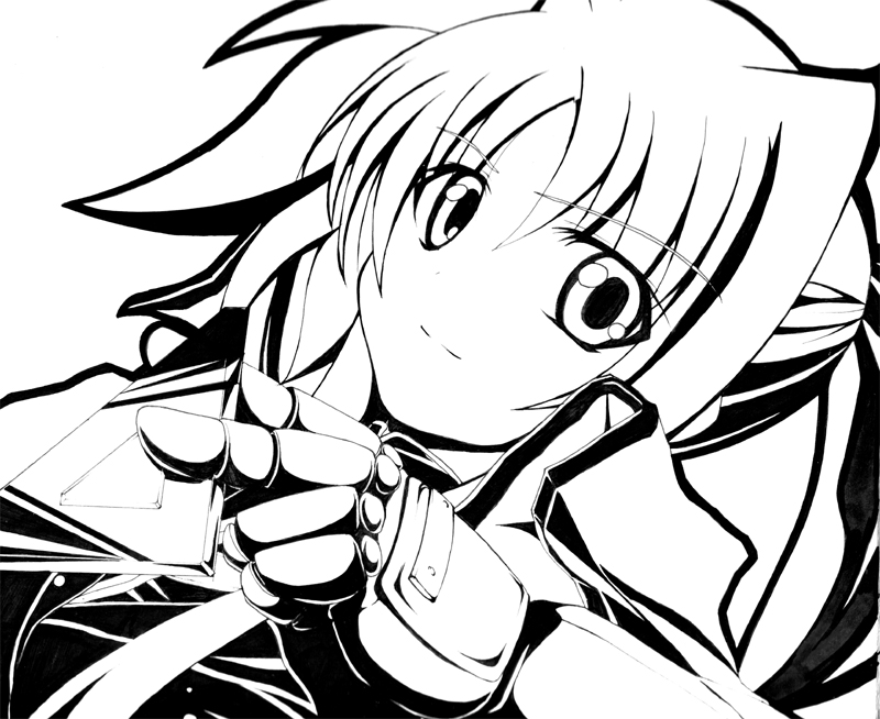 fate testarossa and bardiche (lyrical nanoha and 1 more) drawn by kunon