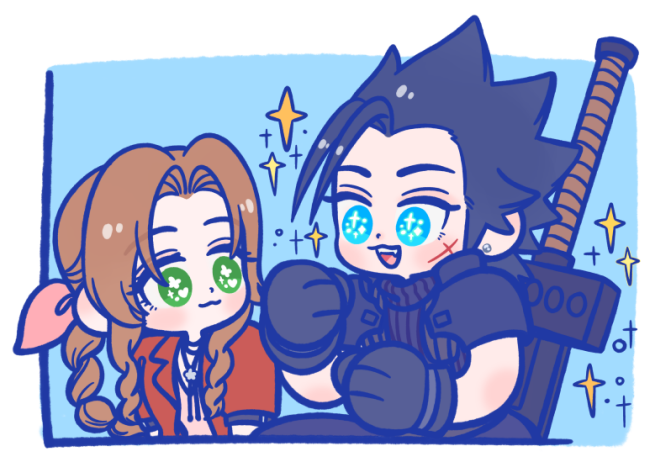 aerith gainsborough and zack fair (final fantasy and 3 more) drawn by 105zz
