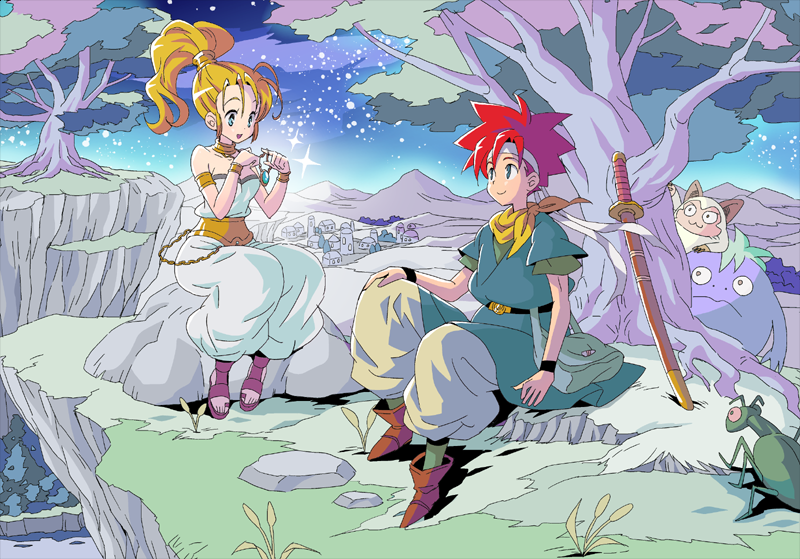 crono, marle, and nu (chrono trigger) drawn by mai_iwaizumi