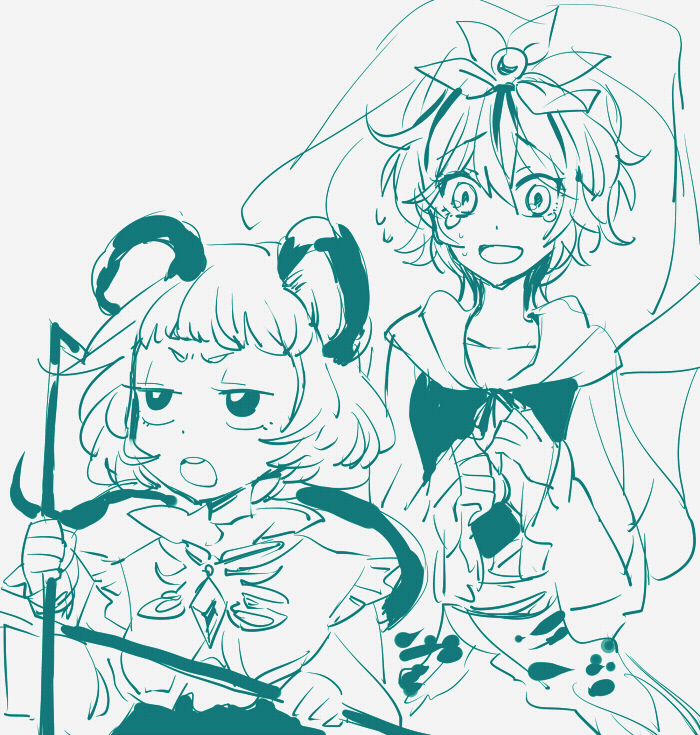 nazrin and toramaru shou (touhou) drawn by shinoasa