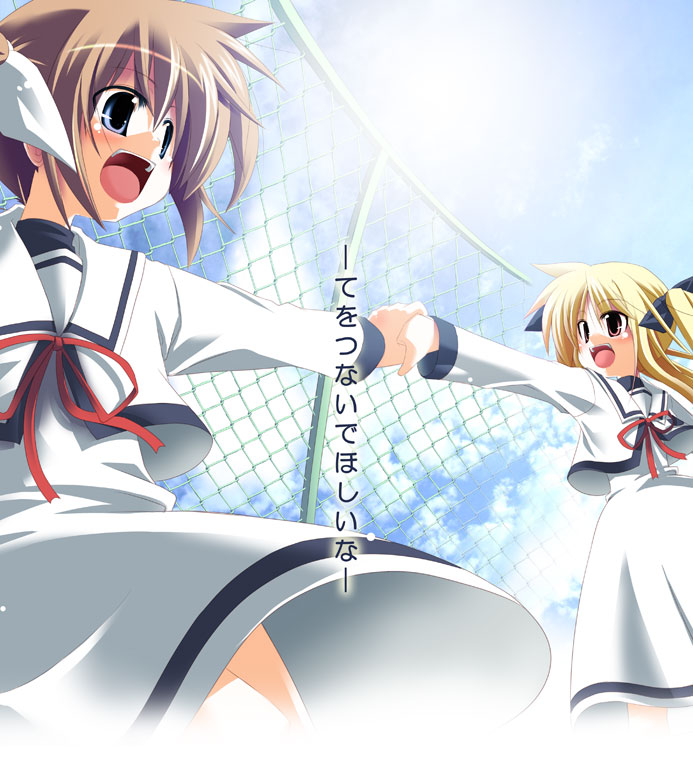 fate testarossa and takamachi nanoha (lyrical nanoha and 2 more) drawn by kazekawa_nagi