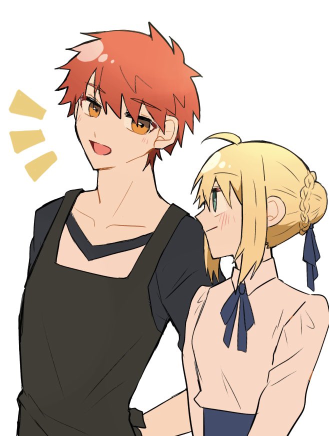 artoria pendragon, saber, and emiya shirou (fate and 1 more) drawn by oshisyoo999o