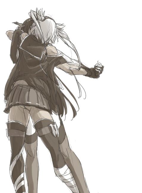 nagato, musashi, and musashi kai (kantai collection) drawn by tsuzuki_masumi