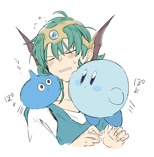 kirby, slime, and hero (dragon quest and 3 more) drawn by ebira
