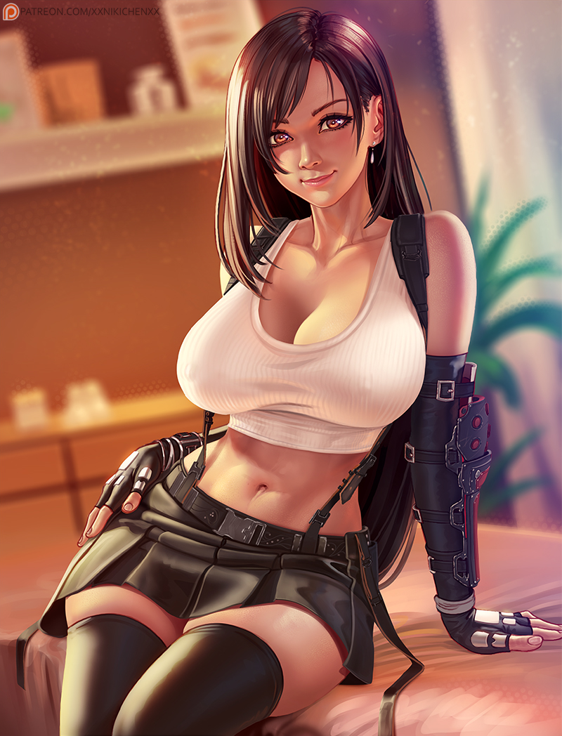 tifa lockhart (final fantasy and 2 more) drawn by nikichen