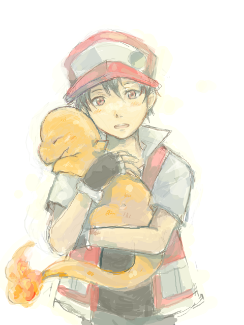 red and charmander (pokemon and 1 more) drawn by sin_(hitonatsu)