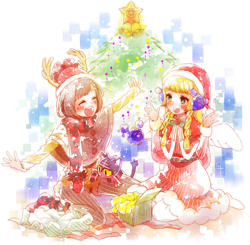 lillie, selene, litten, and cosmog (pokemon and 1 more) drawn by kashi-k