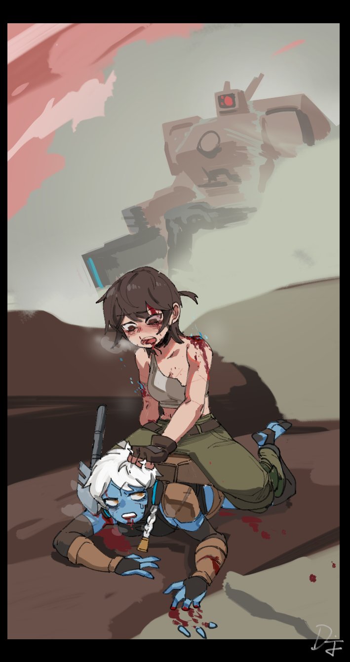 astra militarum and t'au (warhammer 40k) drawn by difman