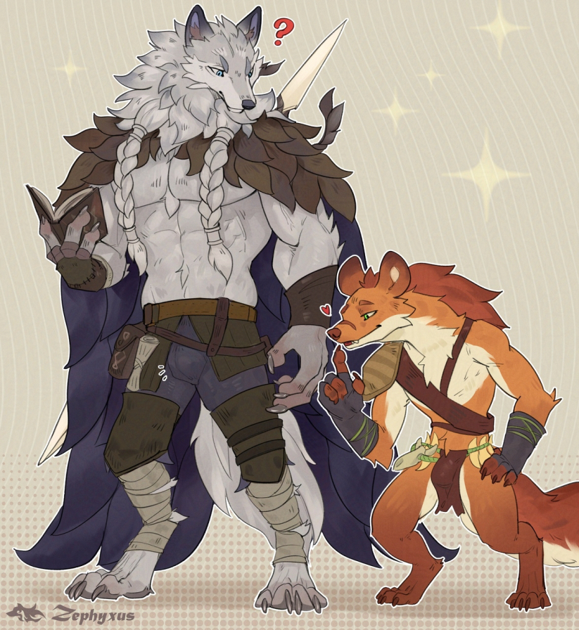 odie and faramor (afk and 1 more) drawn by zephyxus