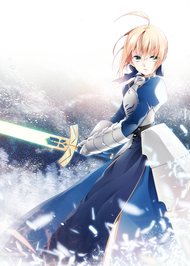 artoria pendragon and saber (fate and 1 more) drawn by mirunai