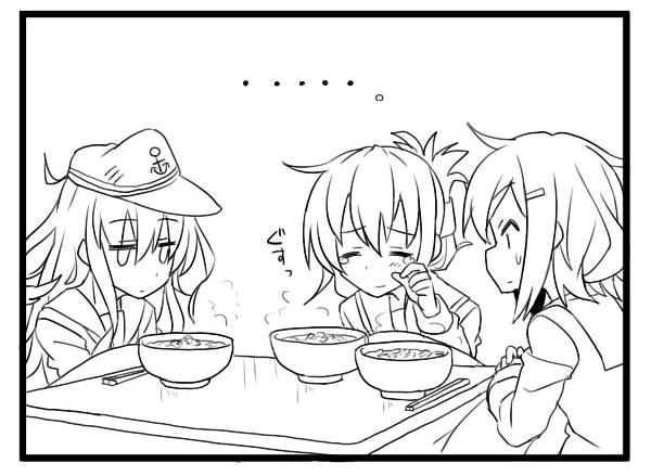 hibiki, inazuma, and ikazuchi (kantai collection) drawn by kozou_(rifa)