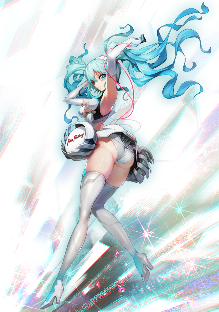 hatsune miku and racing miku (vocaloid and 2 more) drawn by yd_(orange_maru)