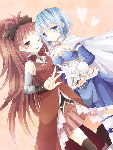 miki sayaka and sakura kyoko (mahou shoujo madoka magica) drawn by tentorisan_juusan