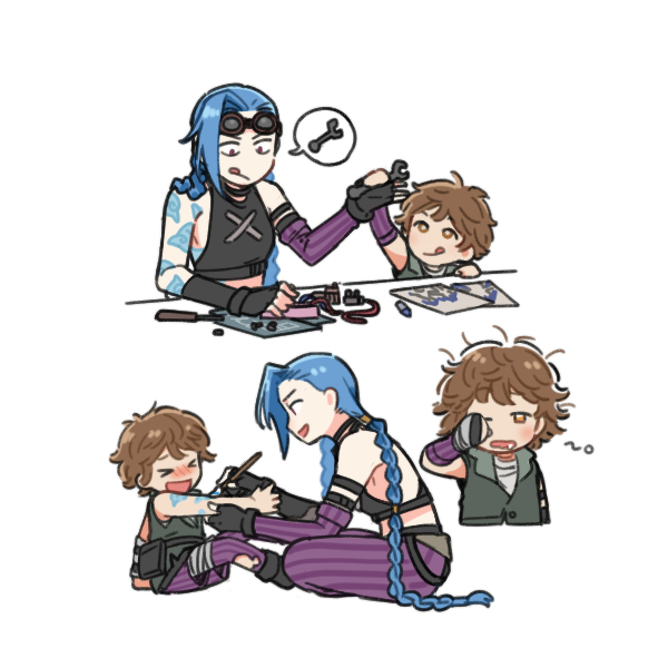 jinx, arcane jinx, and isha (league of legends and 1 more) drawn by bowwow_(hamju94)