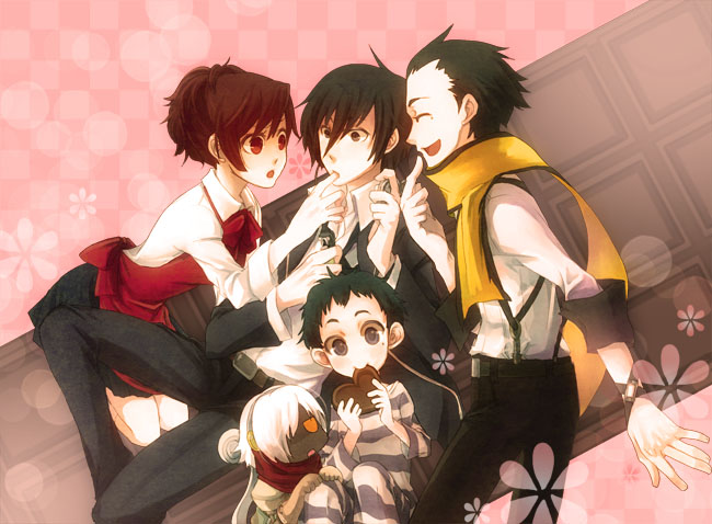 yuuki makoto, shiomi kotone, mochizuki ryouji, pharos, and orpheus (persona and 2 more) drawn by sorakara