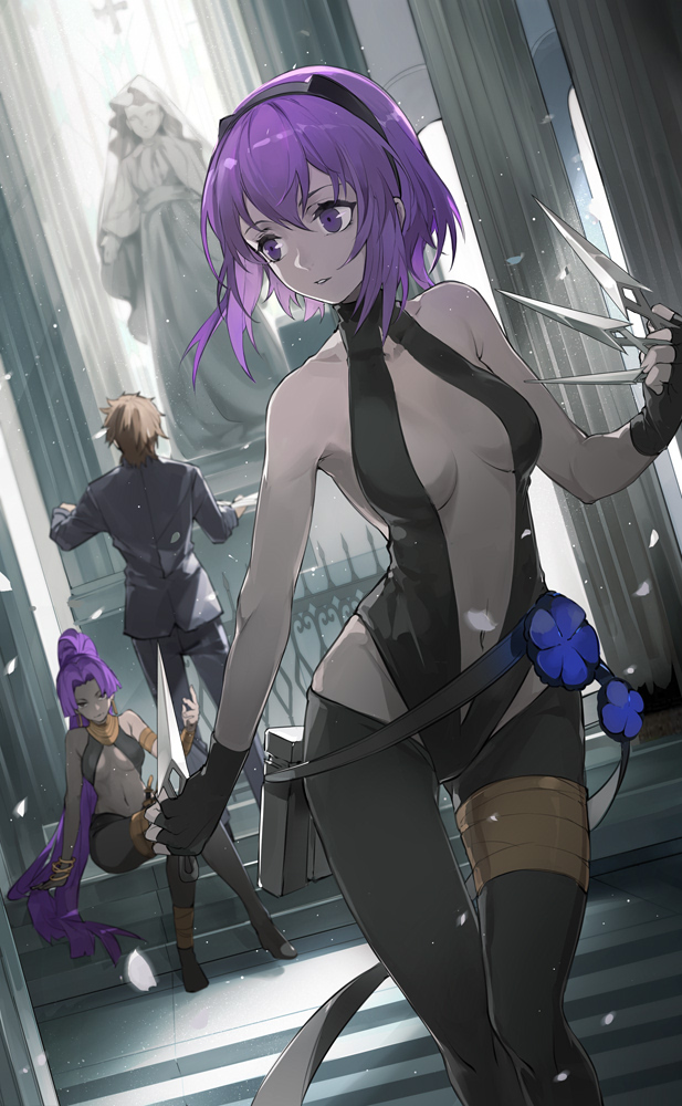 kotomine kirei, hassan of serenity, assassin, and female assassin (fate and 3 more) drawn by nine_(liuyuhao1992)