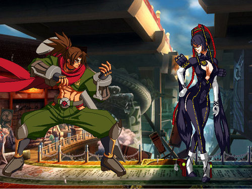 bayonetta, litchi faye ling, and shishigami bang (blazblue and 2 more)