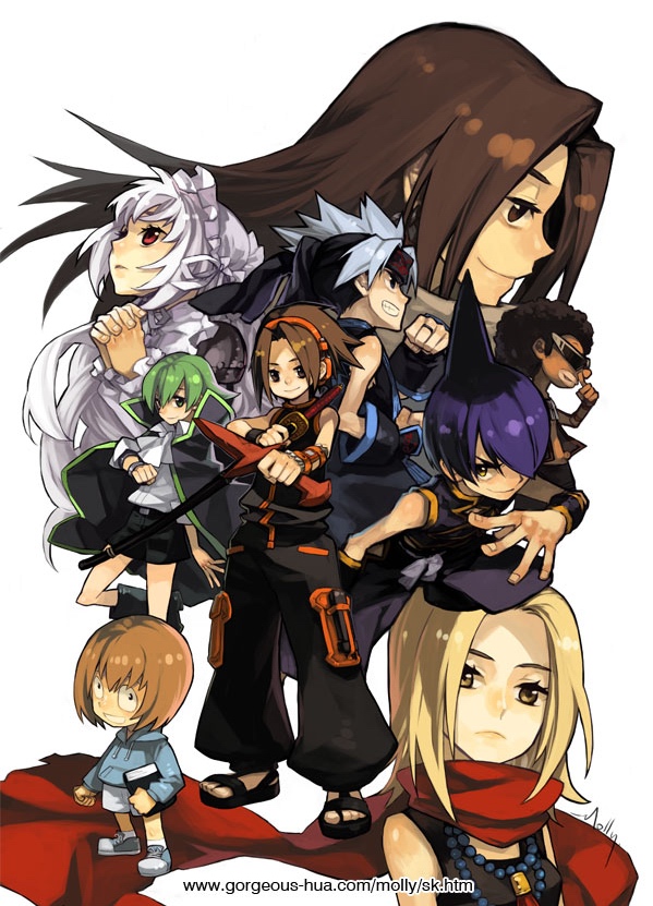 kyouyama anna, asakura yoh, iron maiden jeanne, usui horokeu, asakura hao, and 4 more (shaman king) drawn by molly