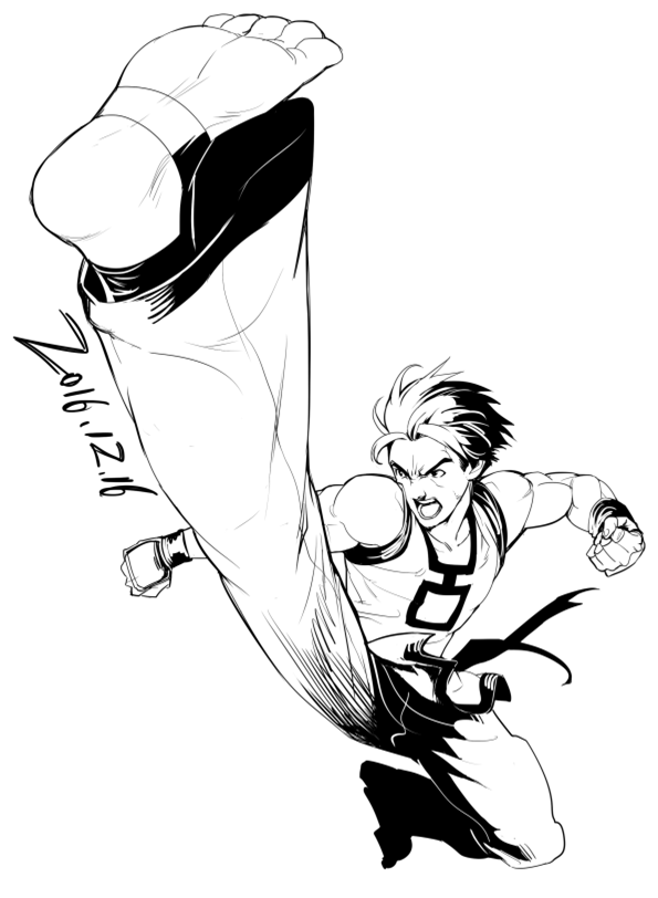 kim kaphwan (the king of fighters and 1 more) drawn by yiran_kong_xian