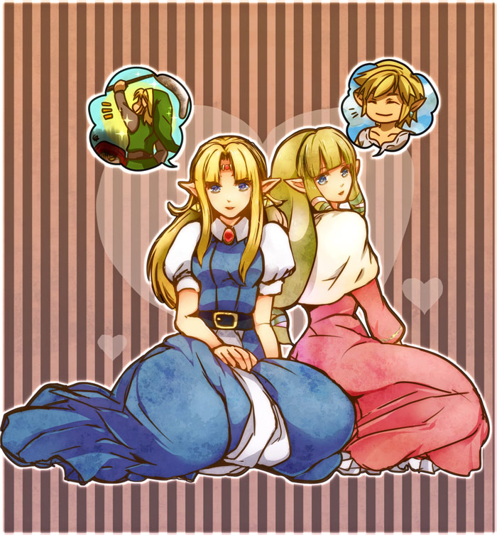 link and princess zelda (the legend of zelda and 2 more) drawn by suzuno_(kazahanasu)