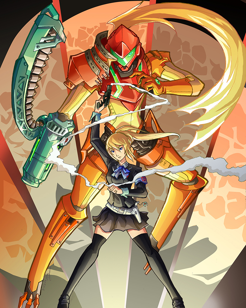 samus aran (persona and 2 more) drawn by deityofshadows