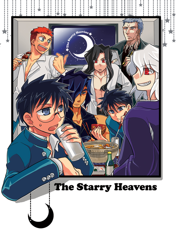 tohno shiki, michael roa valdamjong, nanaya shiki, nrvnqsr chaos, kishima kouma, and 1 more (tsukihime and 1 more) drawn by akariya_kuubu