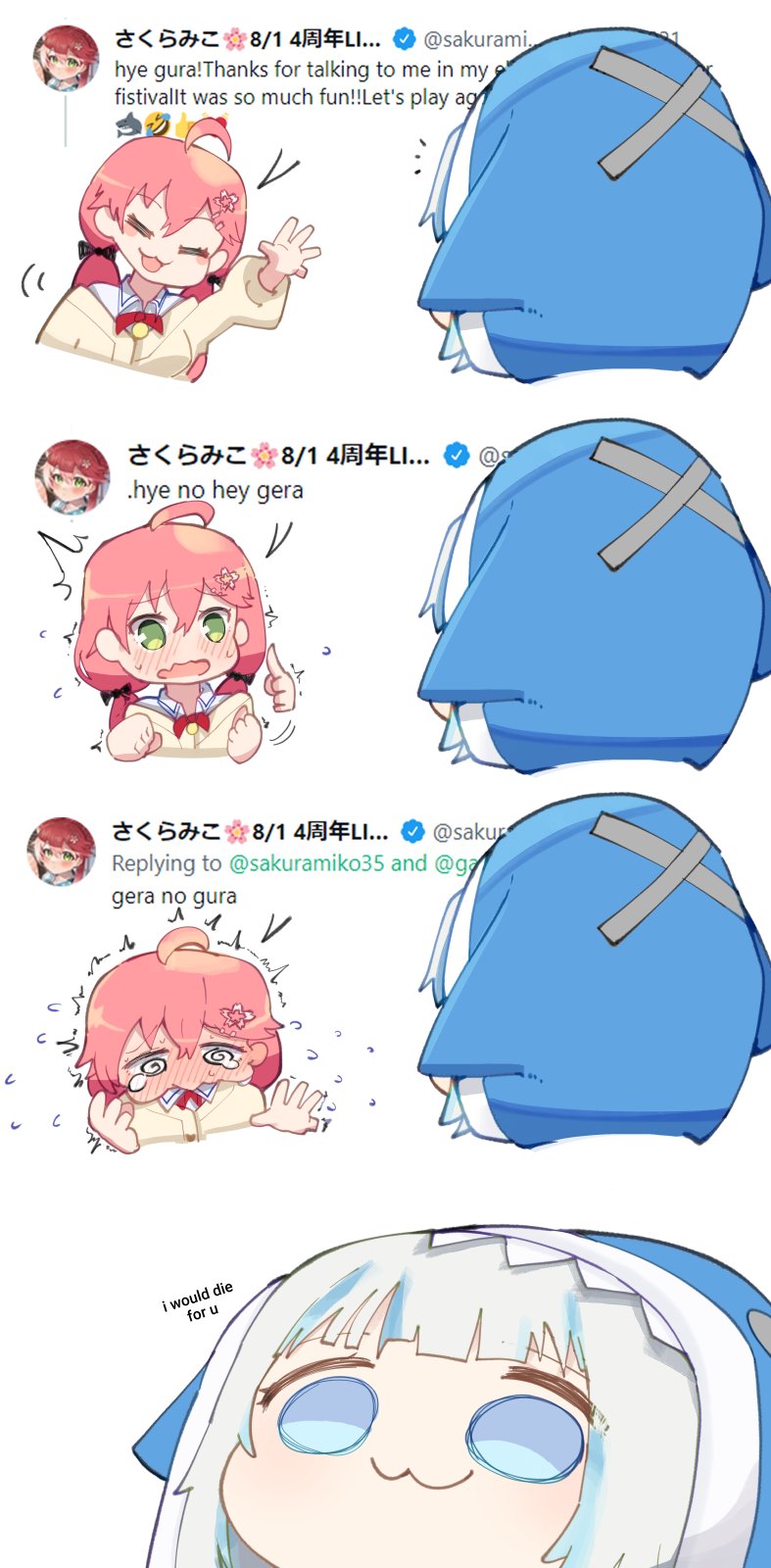 gawr gura and sakura miko (hololive and 2 more) drawn by kitanxjk