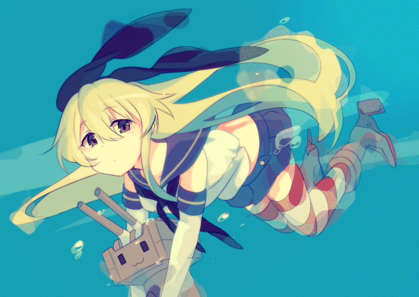 shimakaze and rensouhou-chan (kantai collection) drawn by asaoka_(0x0)
