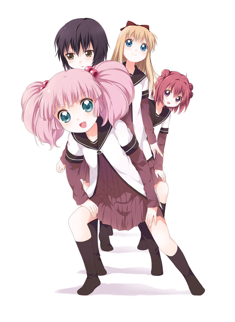 toshinou kyouko, akaza akari, funami yui, and yoshikawa chinatsu (yuruyuri and 1 more) drawn by namori