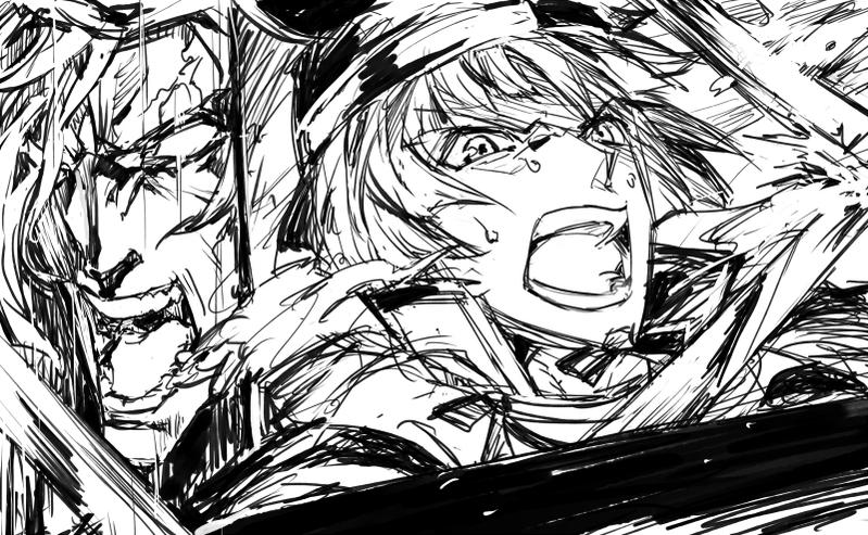 ishikirimaru and enemy tachi (touken ranbu) drawn by nozoki_davis