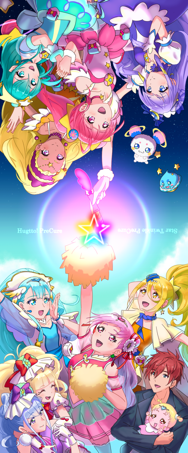 hagoromo lala, hoshina hikaru, nono hana, yakushiji saaya, ruru amour, and 17 more (precure and 2 more) drawn by lov9